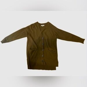 Madewell Miller Longline V-Neck Cardigan Sweater Olive Green Women's Size S